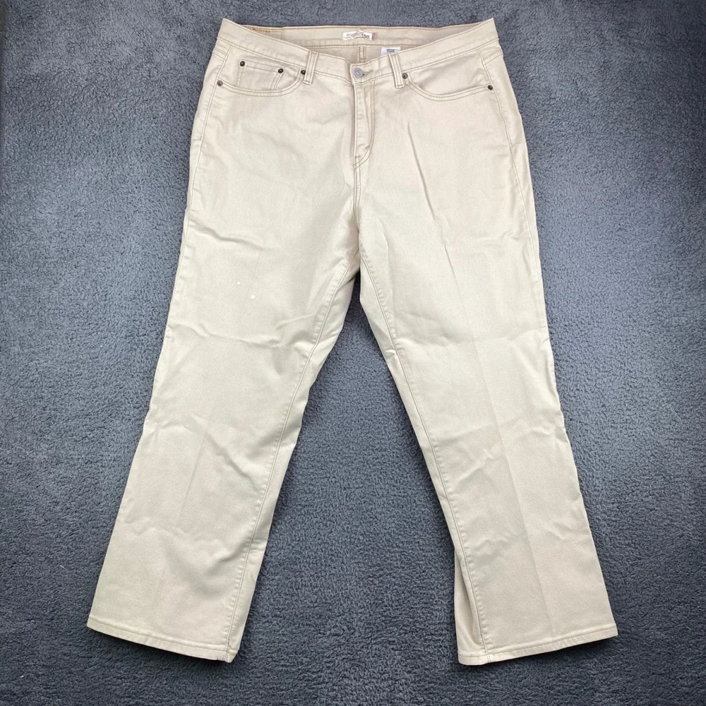 Levi's 550‎ Relaxed Boot Cut Khaki Tan Beige Cotton Blend Jeans Women Size 20M